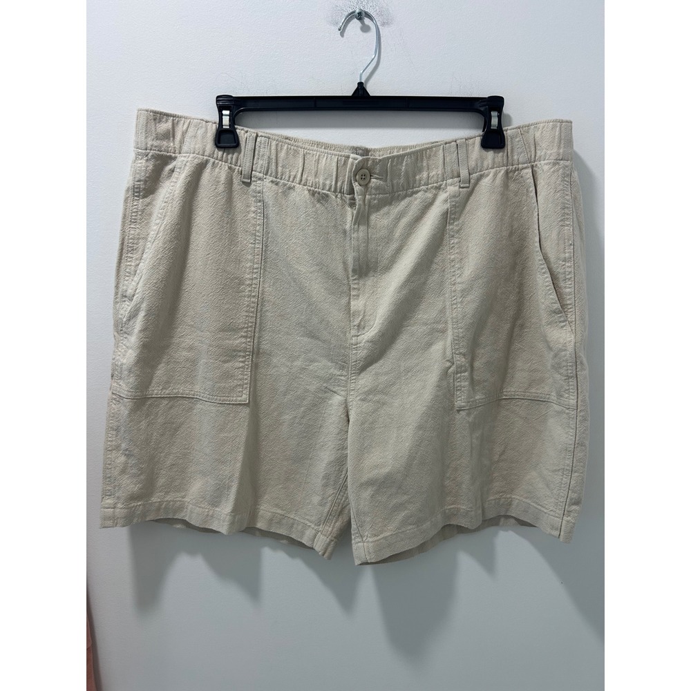 Old Navy Relaxed Beige Cotton Textured Shorts Womens XXL Elastic Waist Pocket